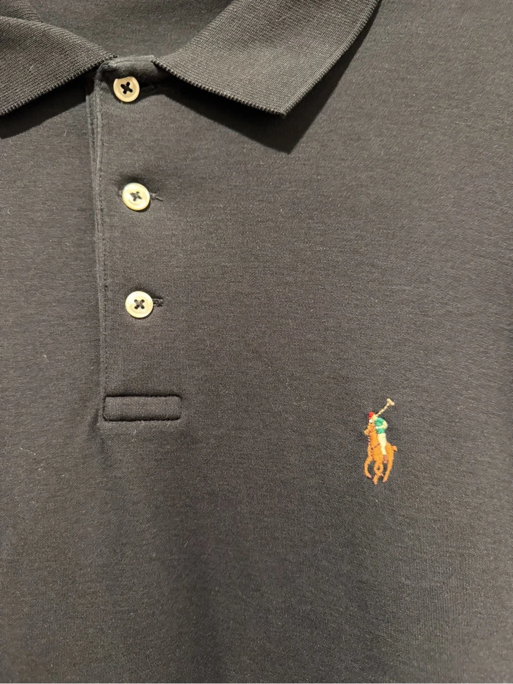 Polo Ralph Lauren Custom Slim Fit Black Polo Shirt Men’s L Short Sleeve